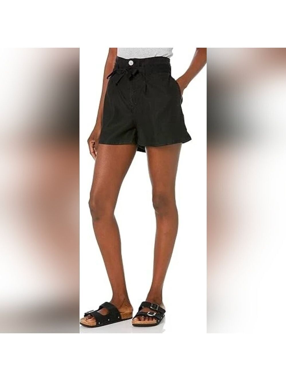 Hudson Black Paperbag Linen Blend Shorts Size 24